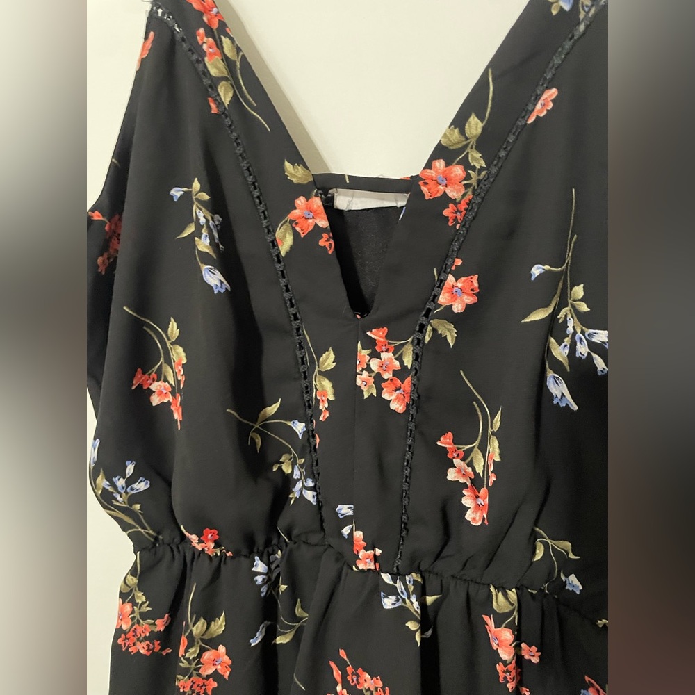 Floral Black Romper